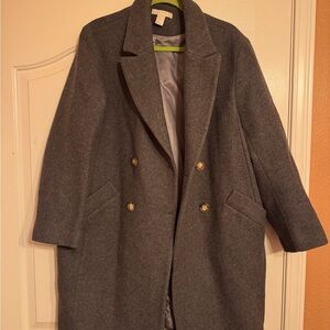 H&M Gray Double-Breasted Coat